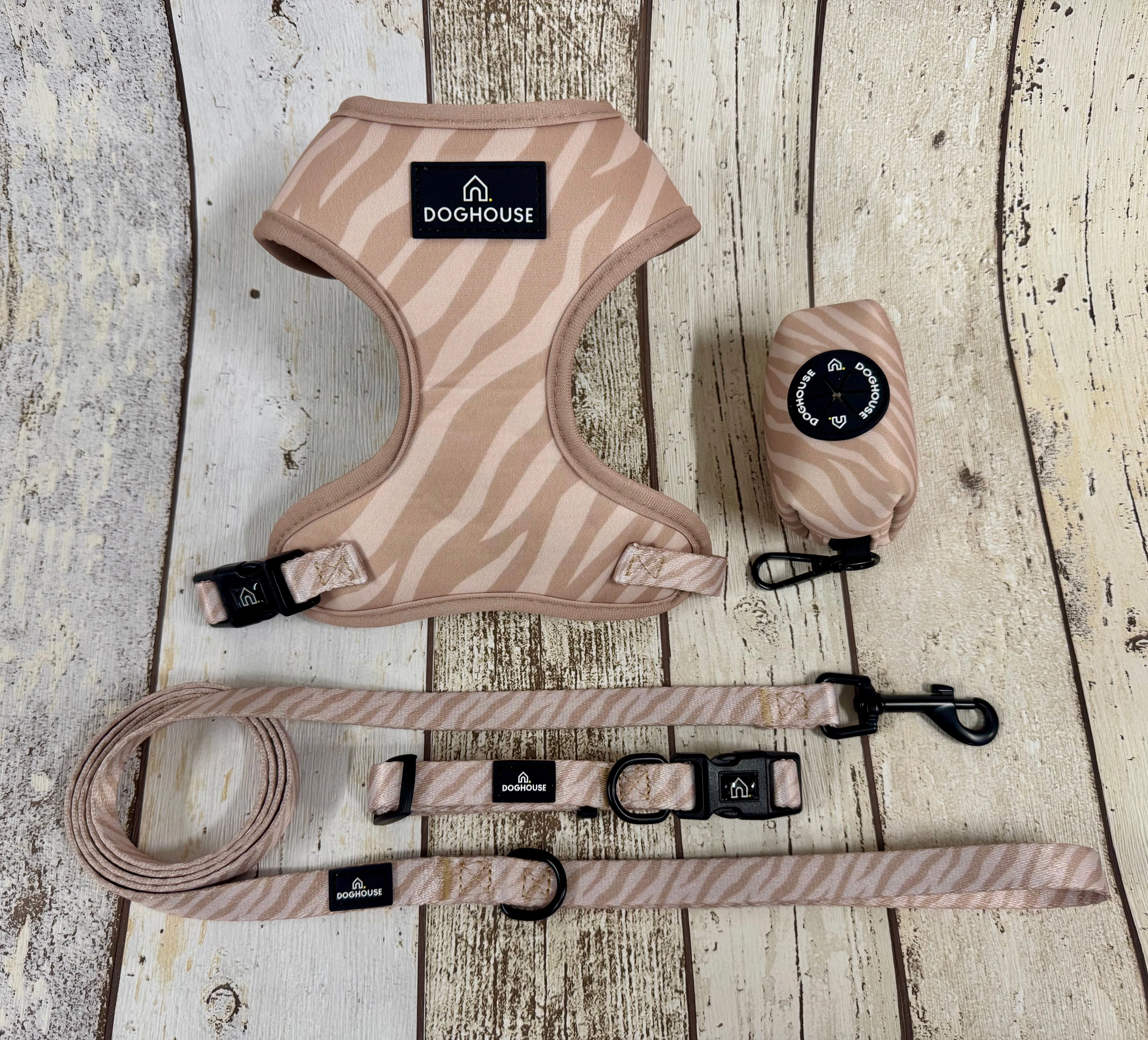 Doghouse Everyday Comfort Dog Lead in Nude Zebra Stripe