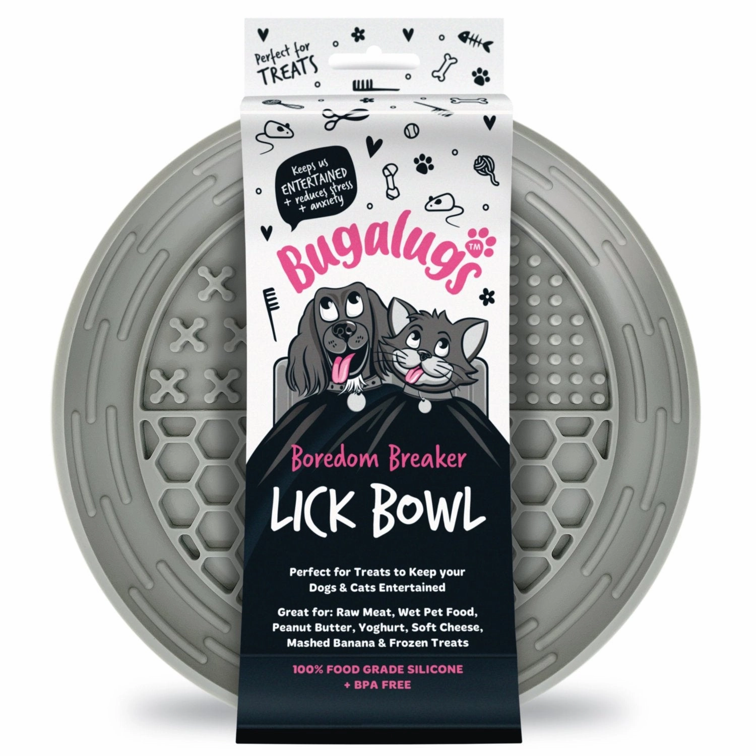 Lick Bowl for Dogs & Cats (Grey)