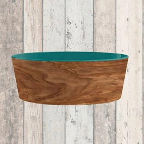 Olive Wood Patterned Pet Bowl