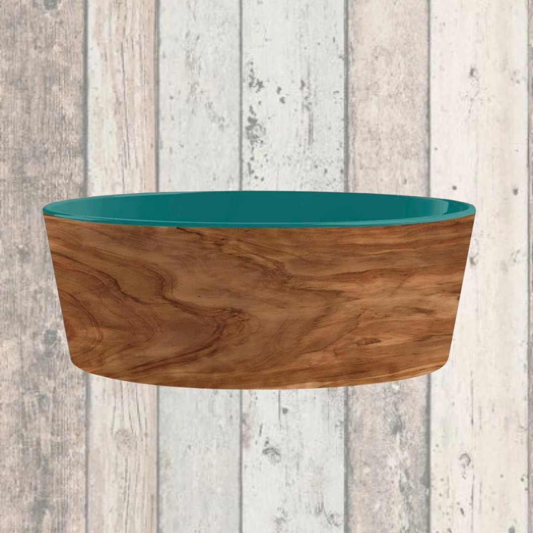 Olive Wood Patterned Pet Bowl