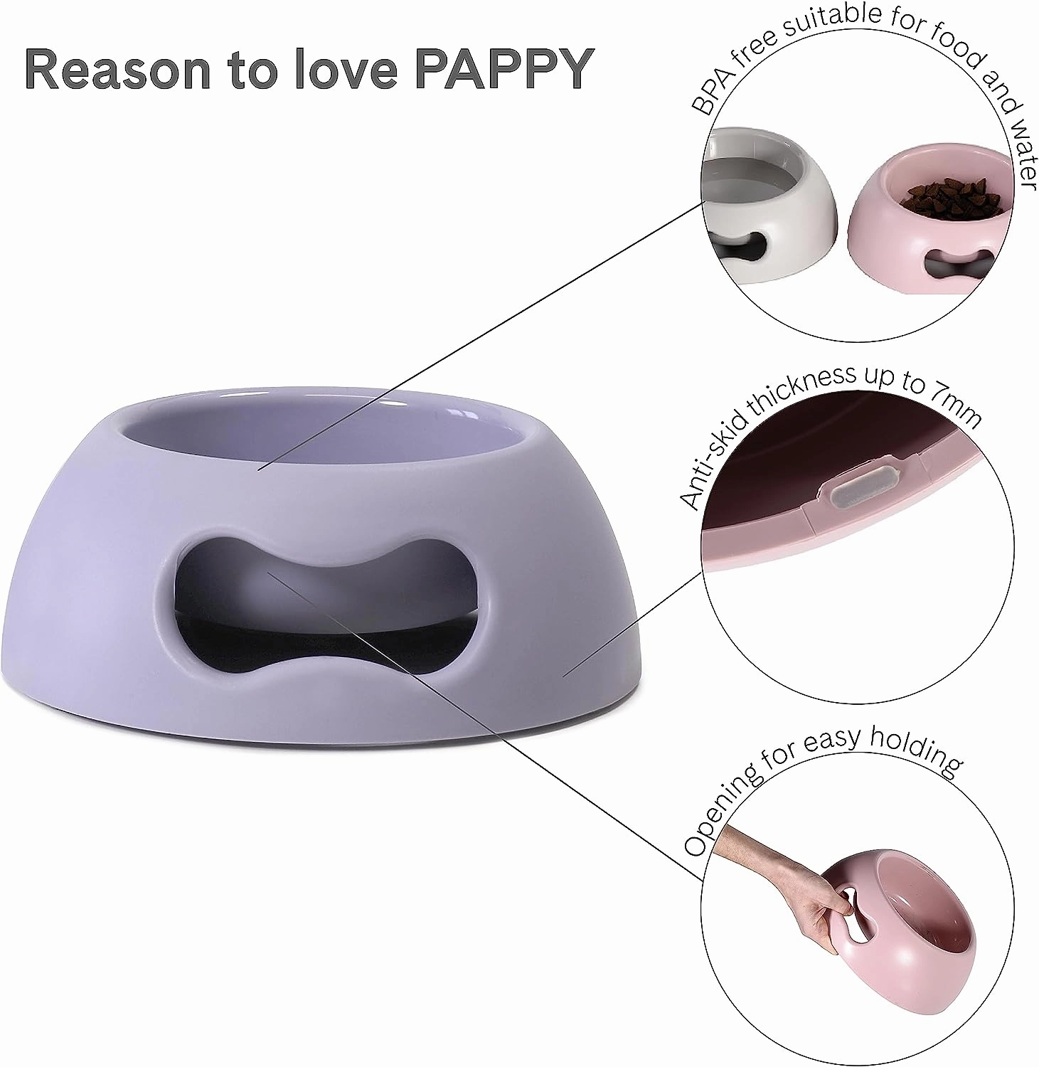 Pappy Bone Dog Bowl Lilac