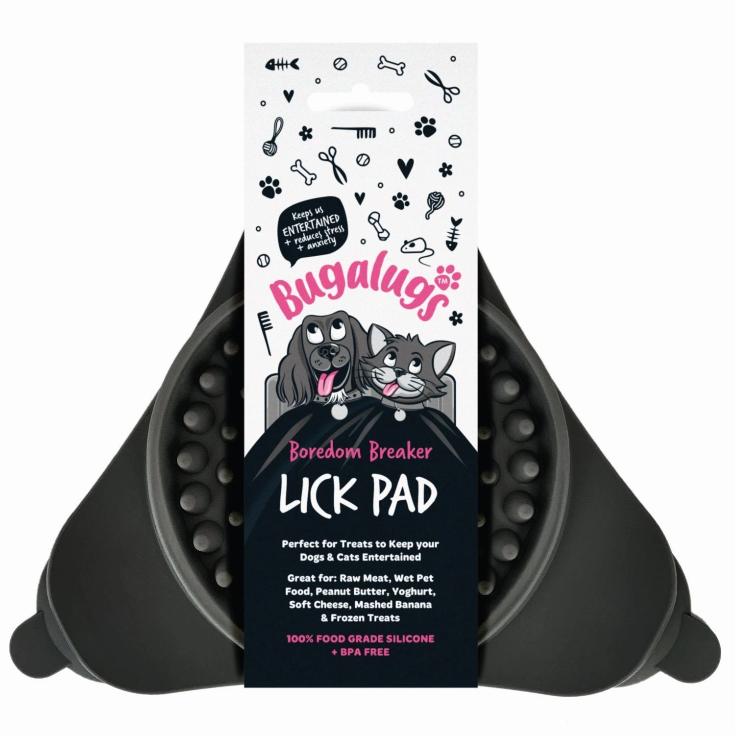 Triangle Lick Pad Licky Mat for Dogs & Cats (Black)