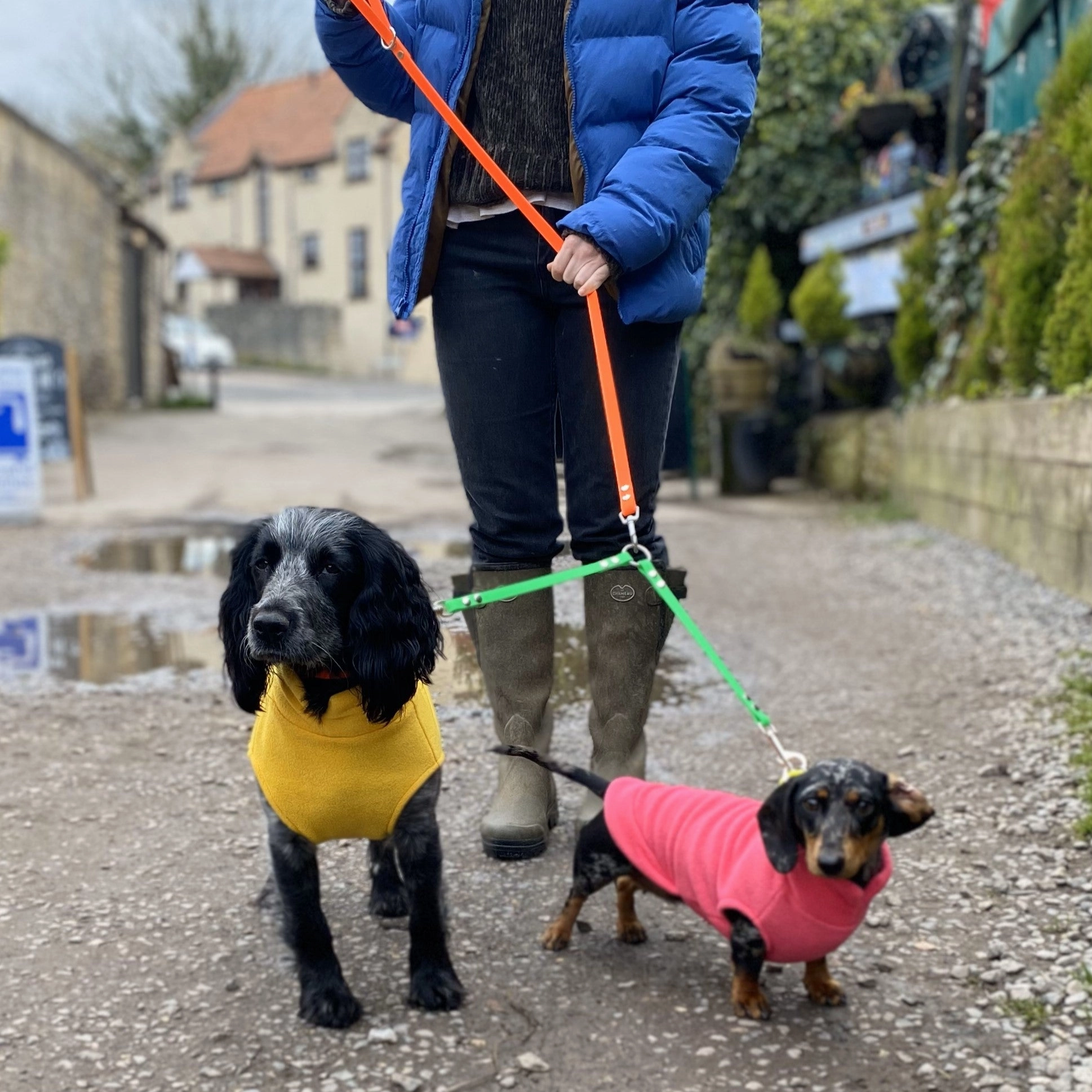 Waterproof Neon Vegan Leather Dog Splitter Lead