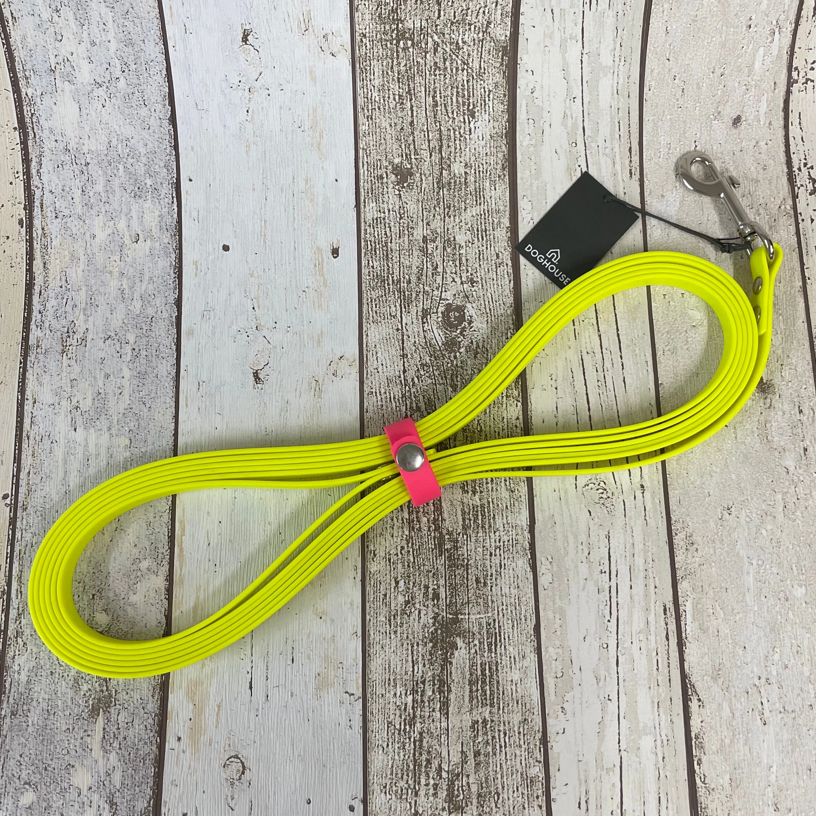 Waterproof Neon Vegan Leather Longline 5m Dog Lead