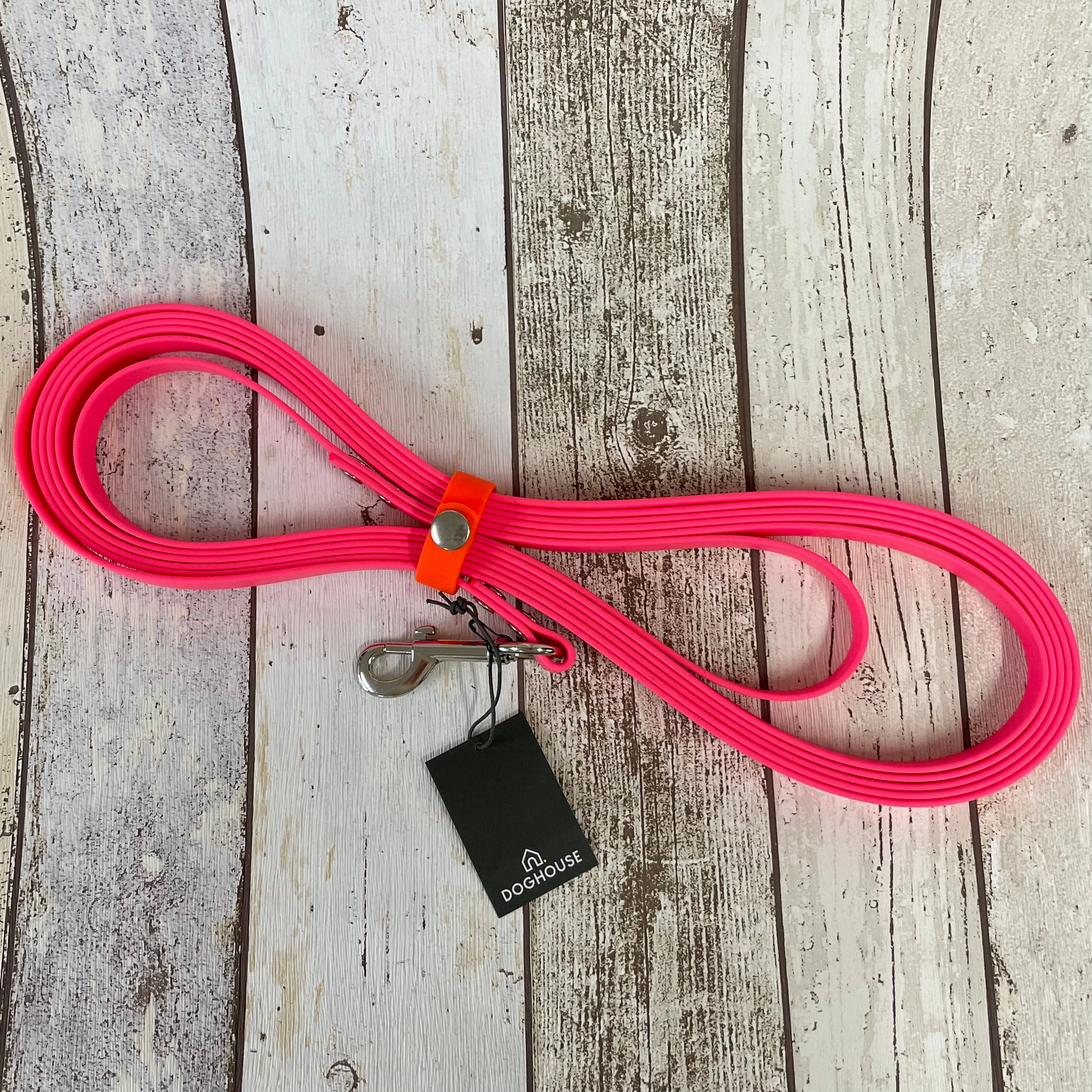 Waterproof Neon Vegan Leather Longline 5m Dog Lead