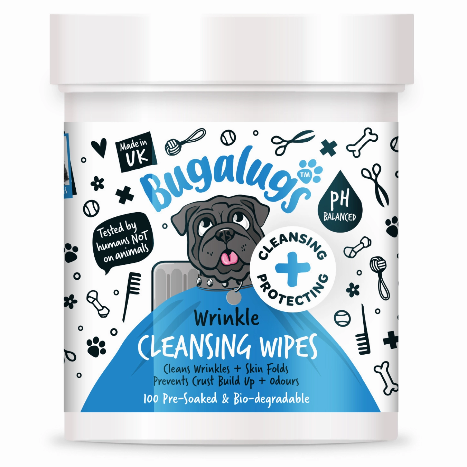 Wrinkle Cleansing Wipes 100 Pre-soaked Wipes for Dogs & Cats
